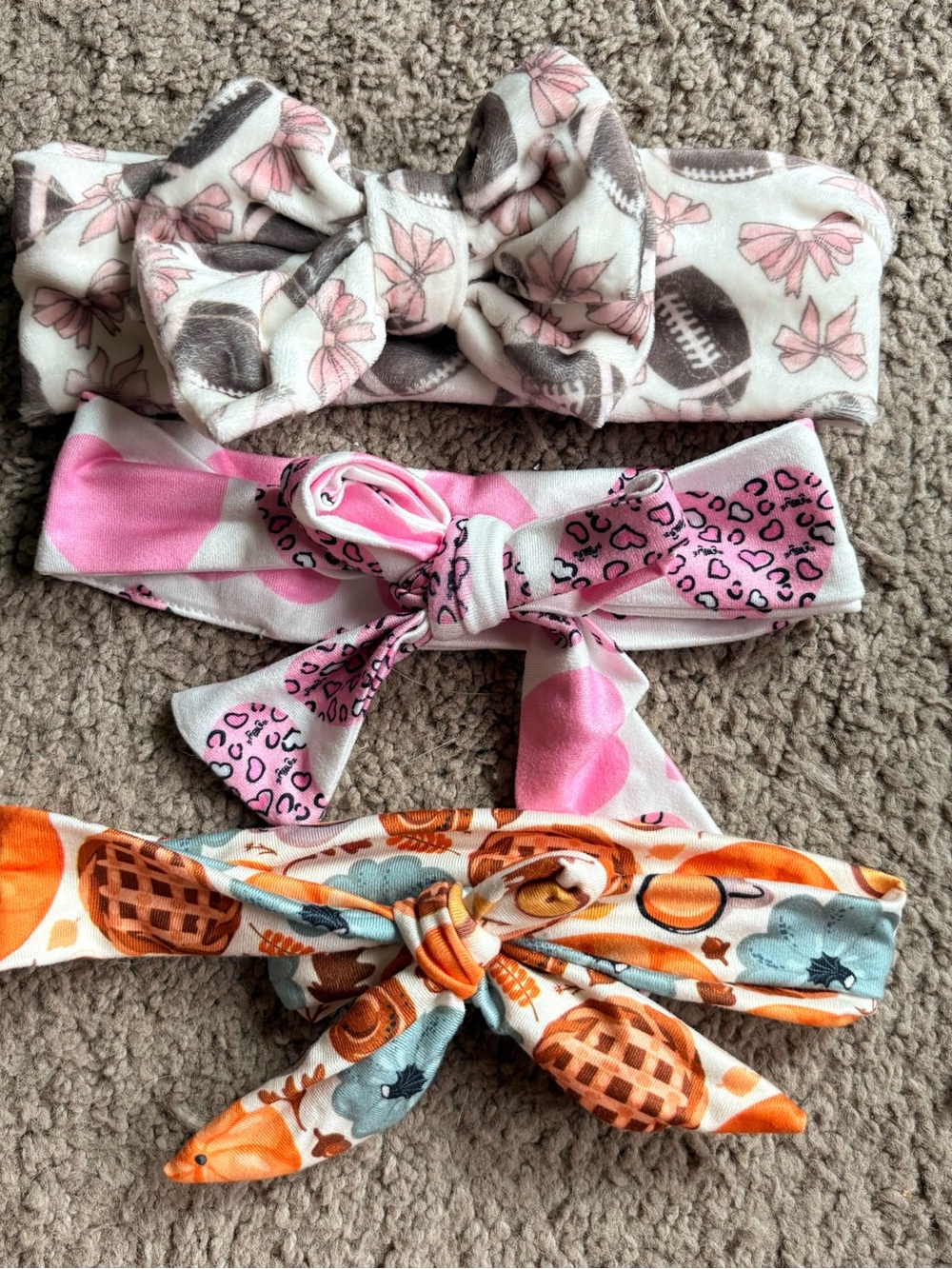Baby Girls Bow Headband Set - Pink, White, Gray, Orange Patterned Styles
